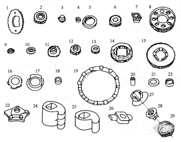 5-7 Schematic diagram of the powder metallurgy parts listed in Table 5-3.png